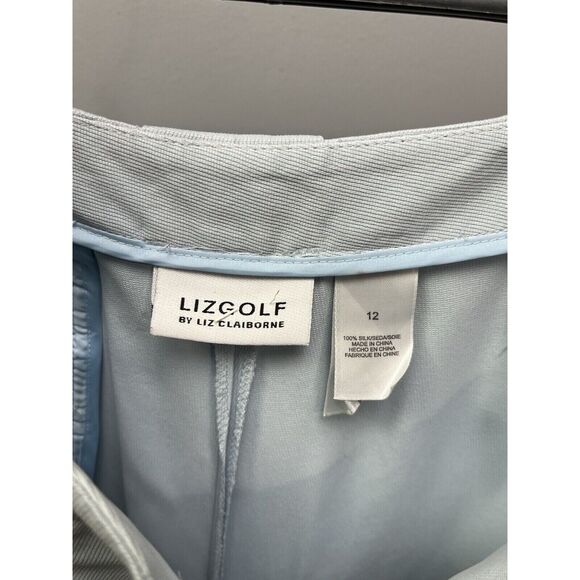 Liz Golf Vtg Silk Shorts Womens 12 Light Blue Pleated Slash Pockets Zipper Fly - Picture 3 of 6
